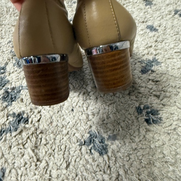 Vintage Hush Puppies Steps Tan Leather Block Heel Ballet Pumps Size 8 - Picture 6 of 8